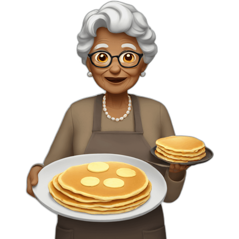 Granny with pancakes emoji