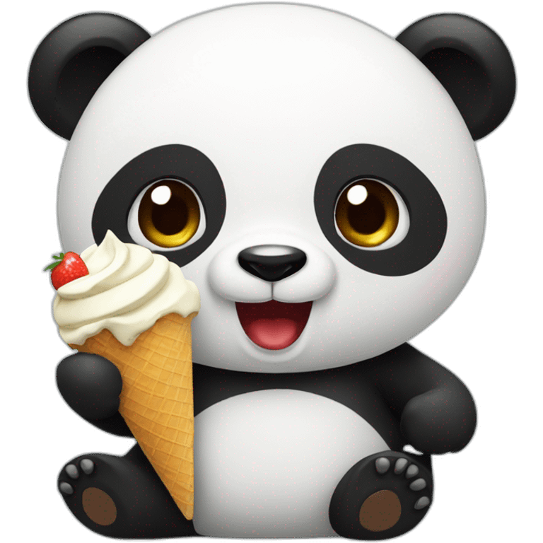 Panda eating ice cream emoji