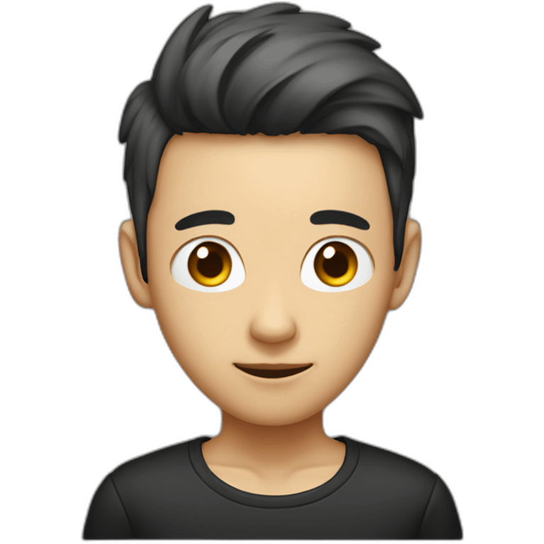 A young man with the back of his head erected A young Chinese man with big ears and black frame colors. emoji