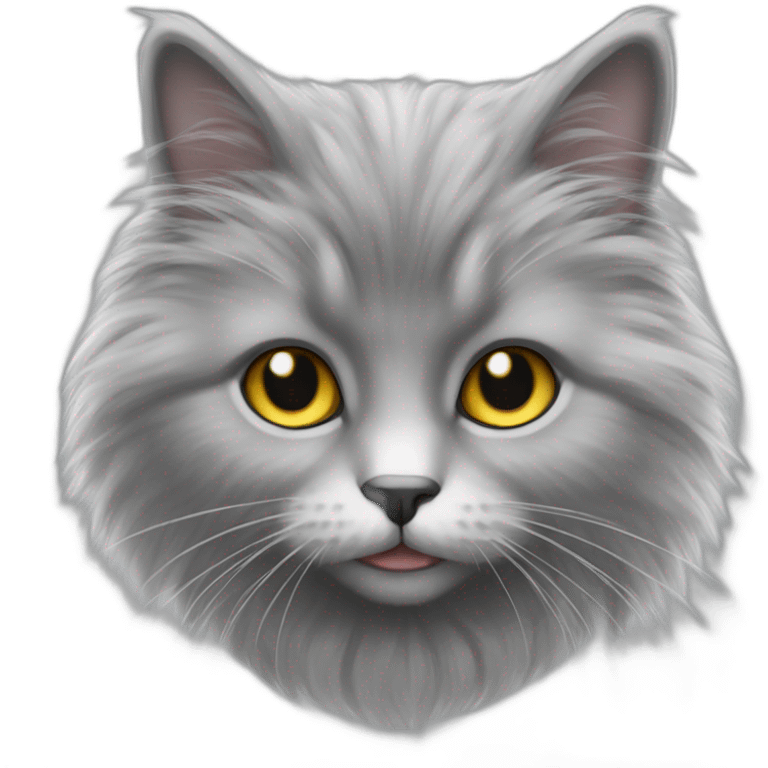 Light and dark grey cat angora emoji