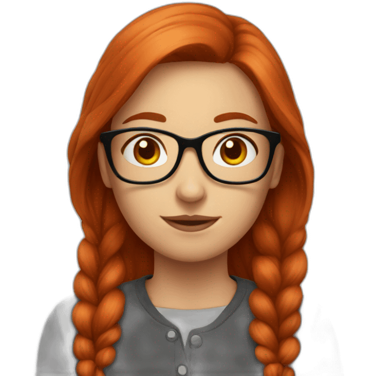 Redhair girl nerd with glasses emoji