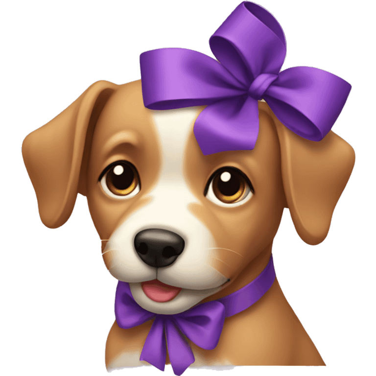 A dog with purple bow emoji