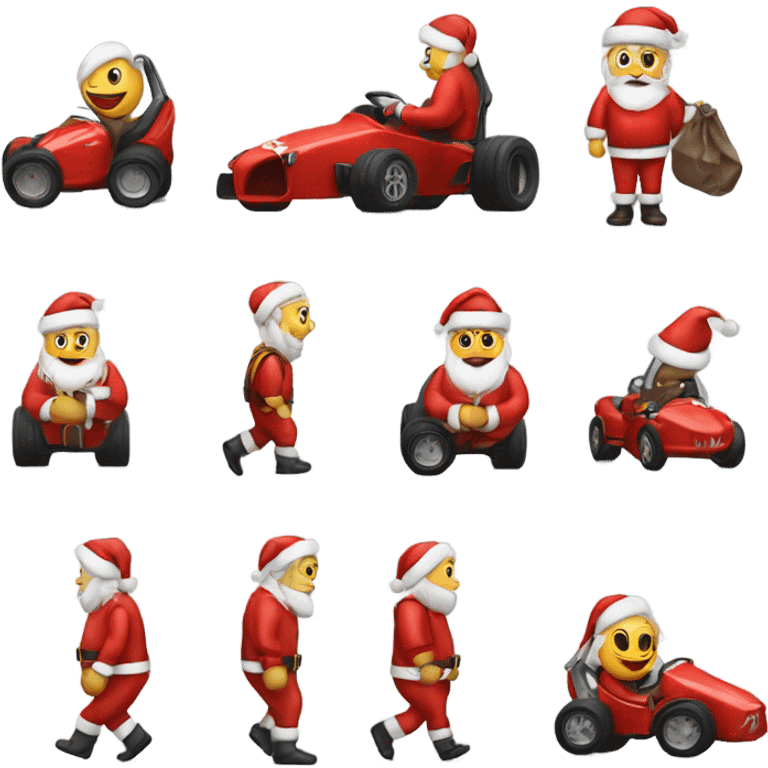 F1 car towing Santa’s satchel  emoji