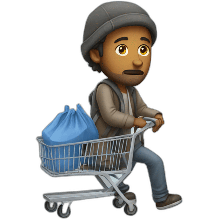 Homeless man with trolley emoji