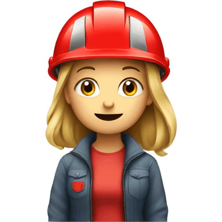 girl with red safety helmet says no emoji