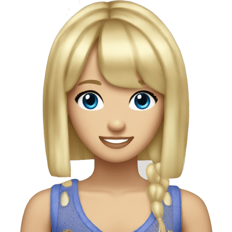 Hannah Montana with blue eyes and blond hair with bangs  emoji