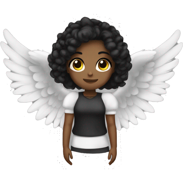 Baddie girl black hair Angel wings  emoji