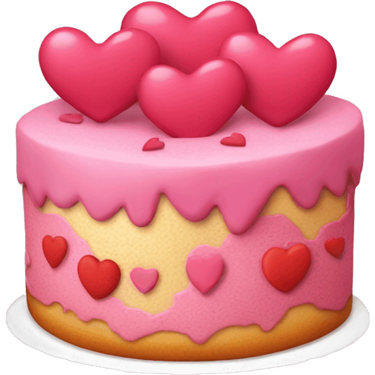 Torta de cumpleaños rosa con corazones emoji