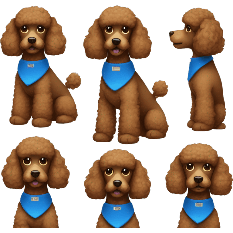 Brown poodle with blue collar  emoji