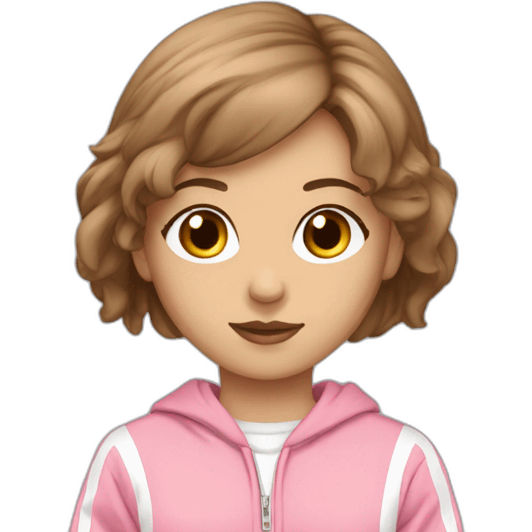 brown-haired-white-girl-pink-oversize-tracksuit emoji