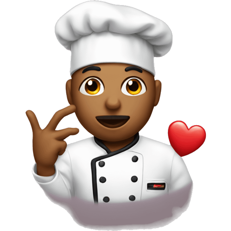 Chef making a kiss face with a heart emoji