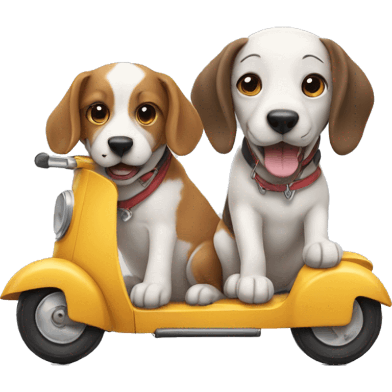 Two dogs pulling a scooter  emoji