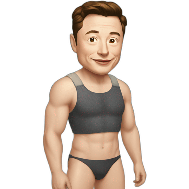 Elon musk sir la lune en bikini emoji