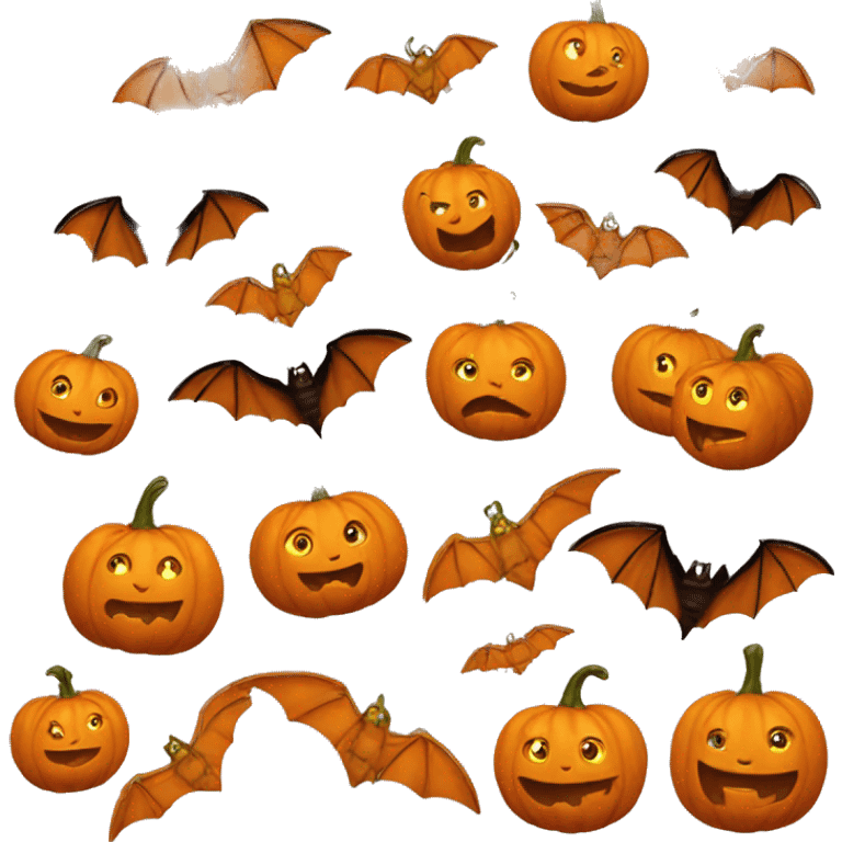 Redhead pumpkins bats flying  emoji