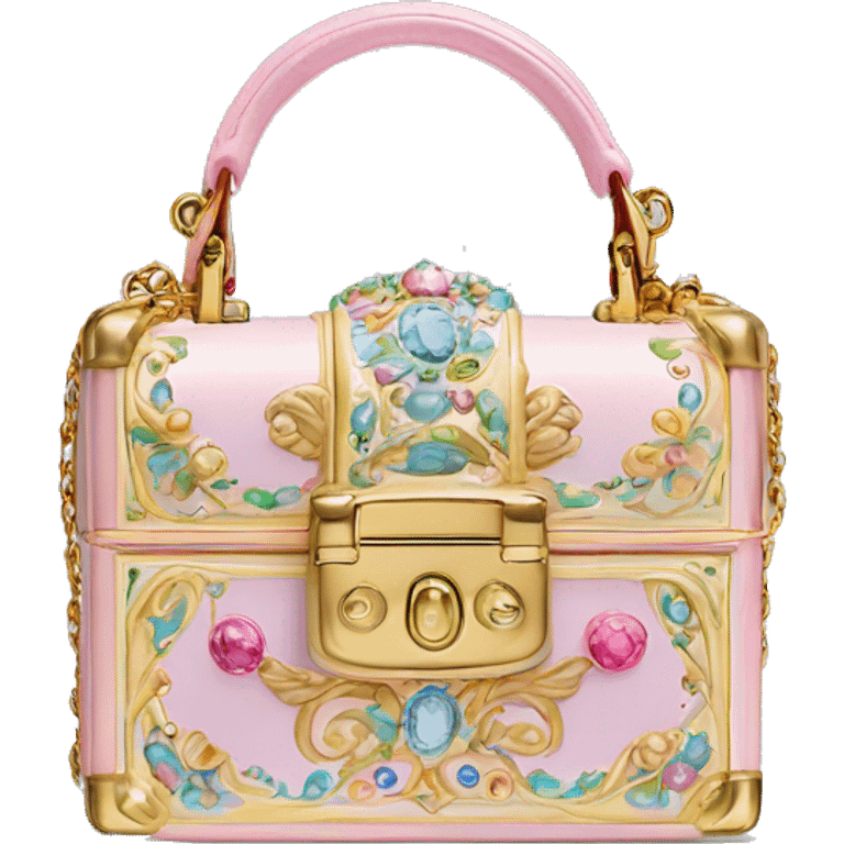 Dolce and Gabbana small box bag with colourful pastel ornament and golden detais  emoji