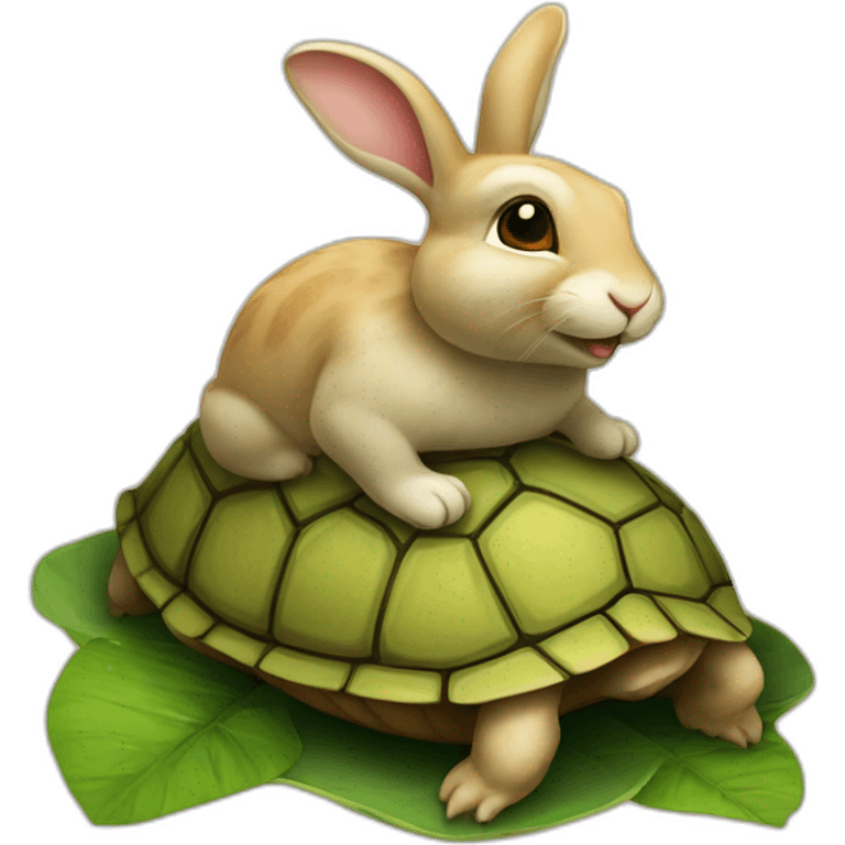 Lapin sur tortue emoji