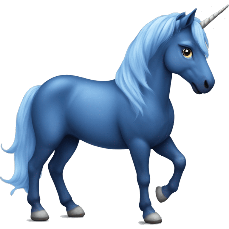 Full body realistic Indigo blue unicorn emoji