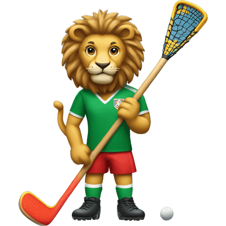 sharp images of  lion holding a field hockey stick emoji