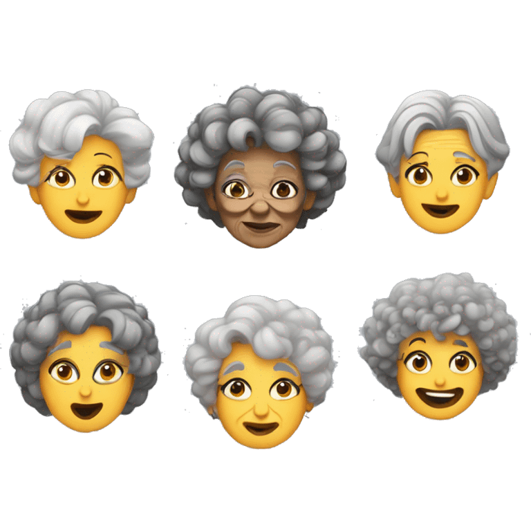 old woman, curvy, hufflepuff, grey and curly and wild hair  emoji