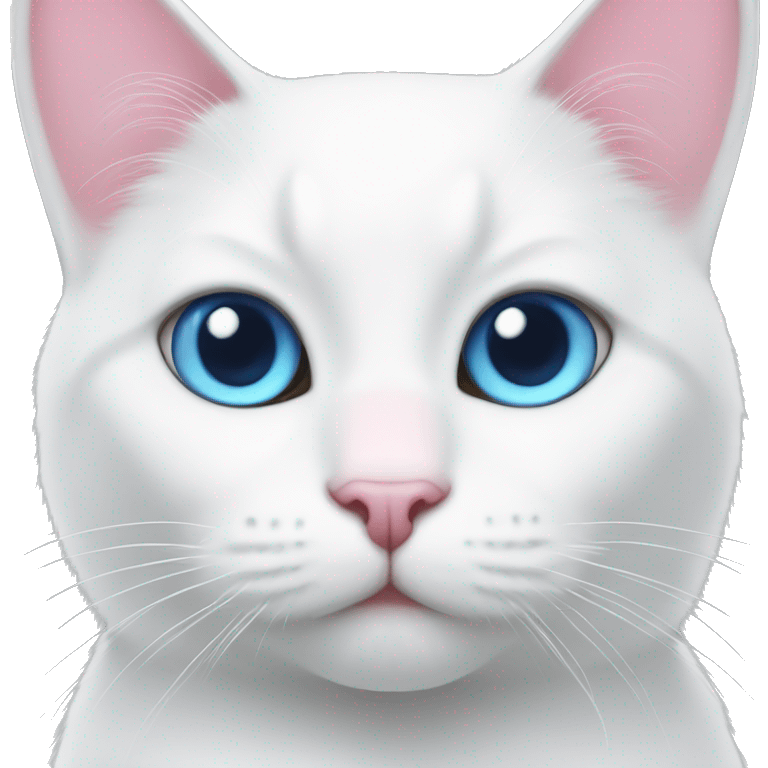 Blue eyes White cat and pink nose emoji