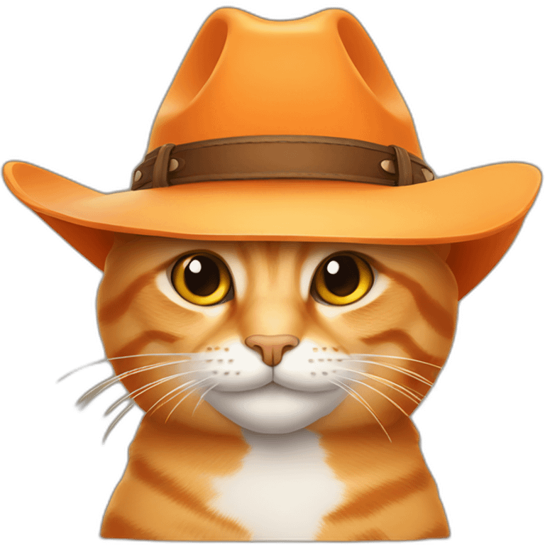 orange, smirking, tabby cat while wearing a cowboy hat emoji