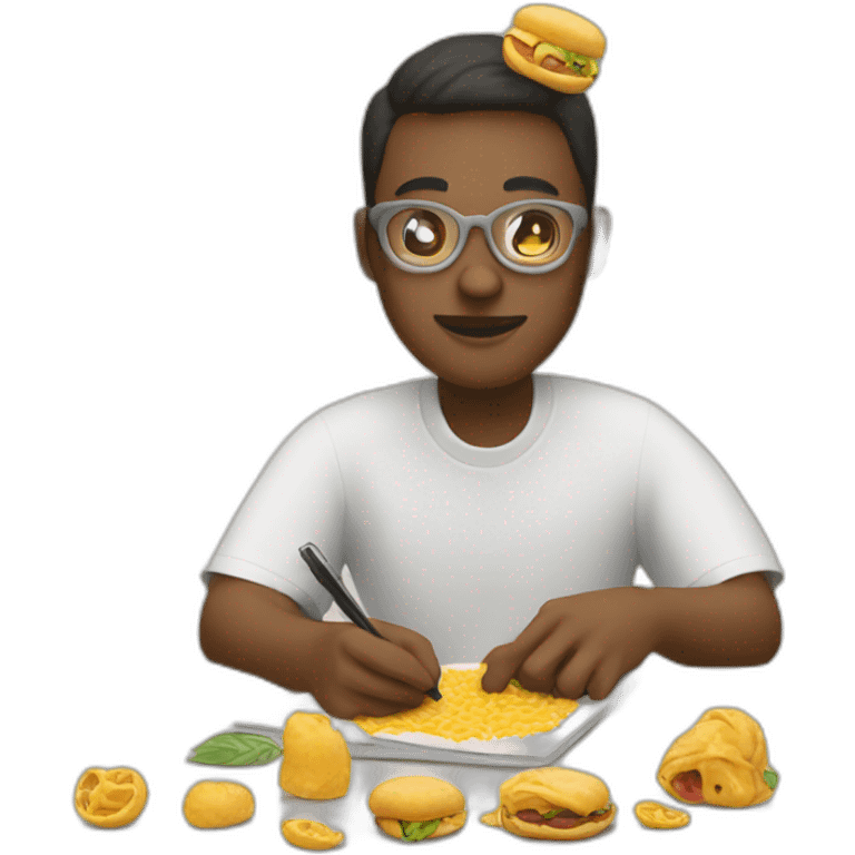 tech person writing about food on threads emoji