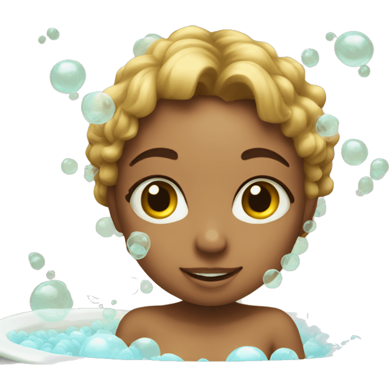 Girl in a tub full of bubbles. Show the tub emoji