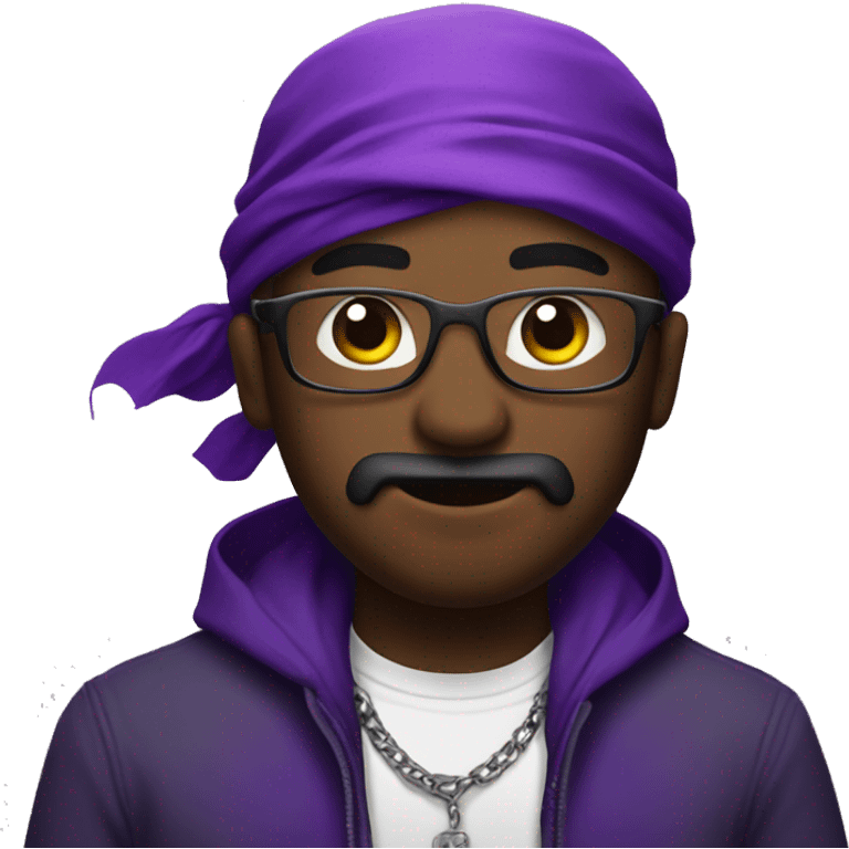 create twitch emojis with a black gangster with a purple bandana  emoji