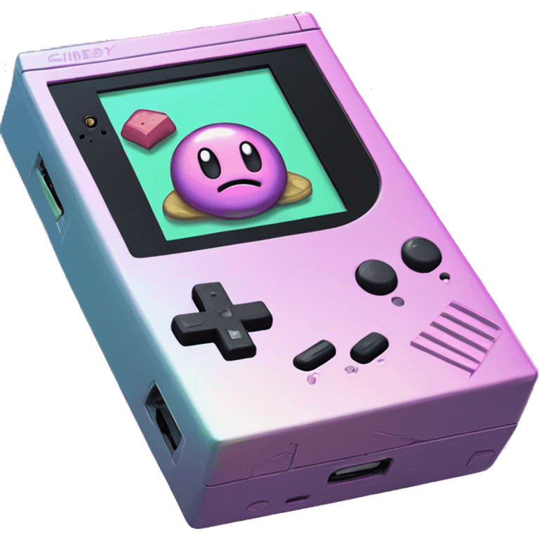 Iridescent Gameboy playing Kirby emoji