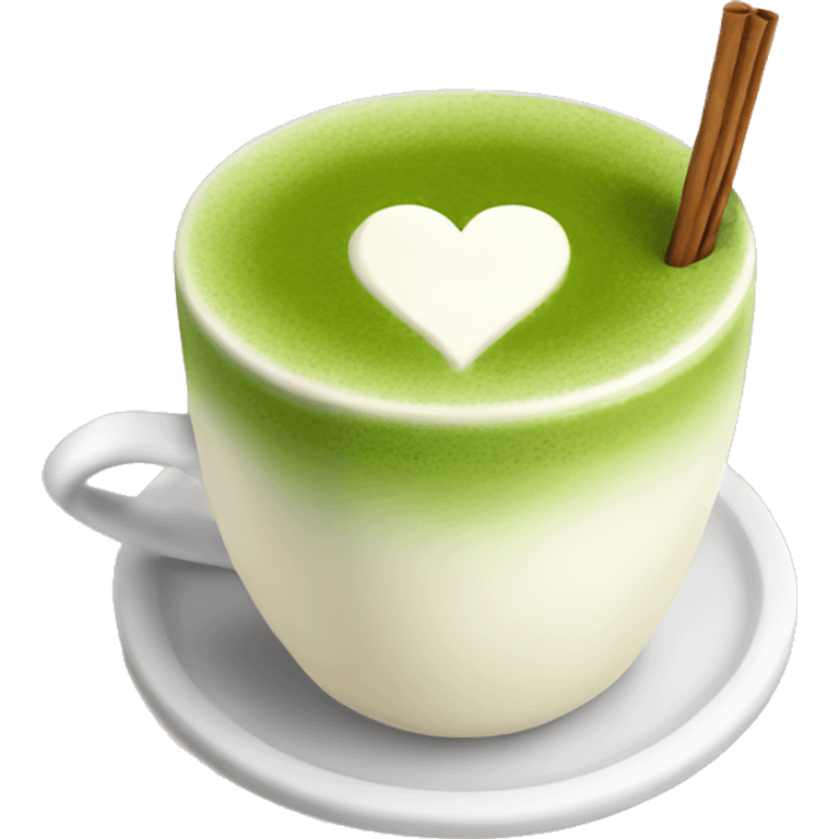 Matcha latte with heart emoji