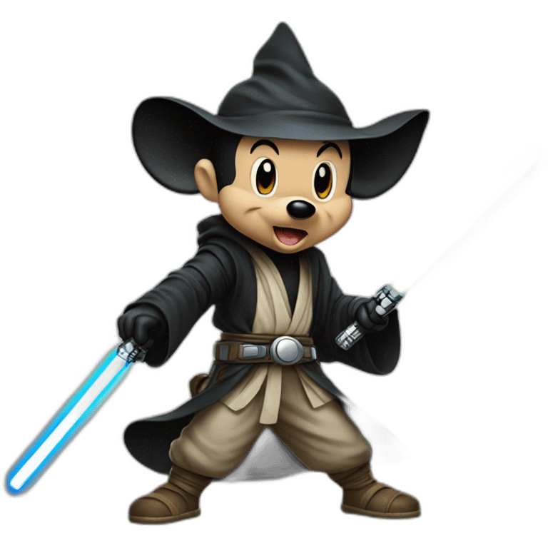 Mickey Mouse as a Jedi with lightsaber emoji