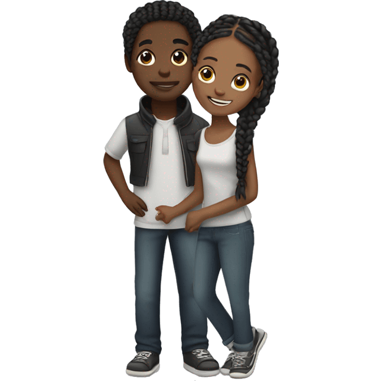 Black brother and sister with braids emoji