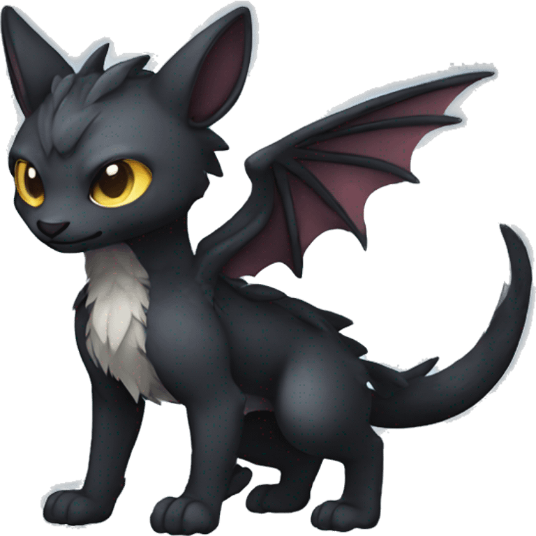 Cute cool fantasy dark-themed animal hybrid Fakemon full body emoji