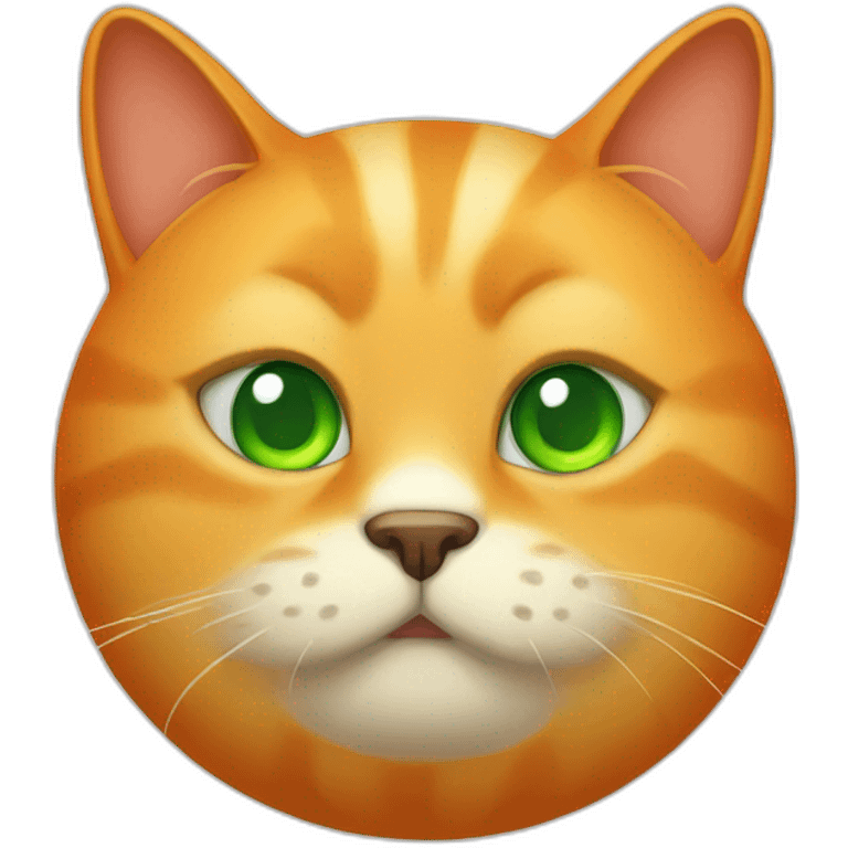 orange fat cat with green eyes and a little boogers emoji