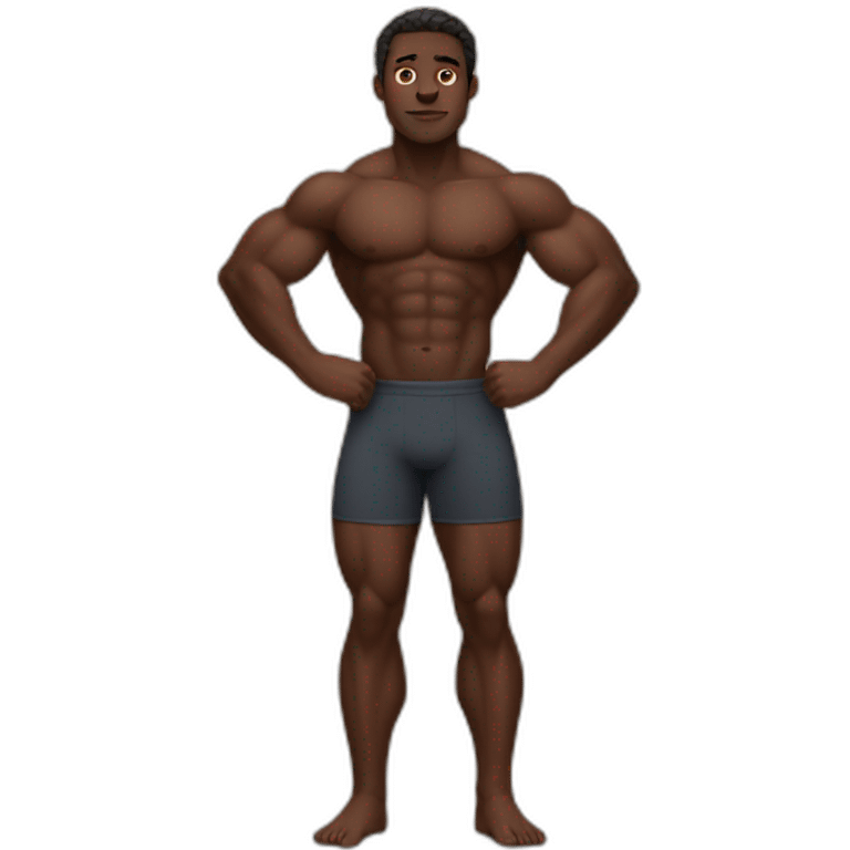 big-dark-skinned-buff-man-body emoji