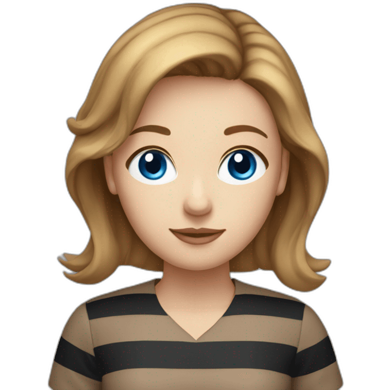 light brown hair woman blue eyes black stripy blouse emoji