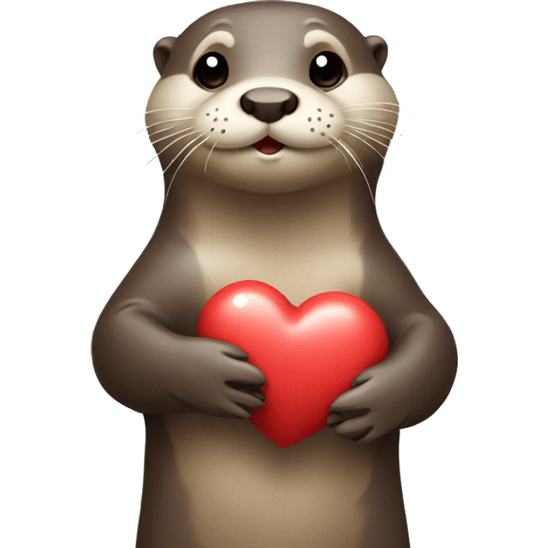 Otter holding a heart emoji