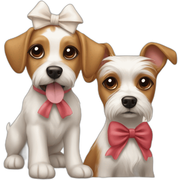 Maltese dog with bow on head and Zwergpinscher dog emoji