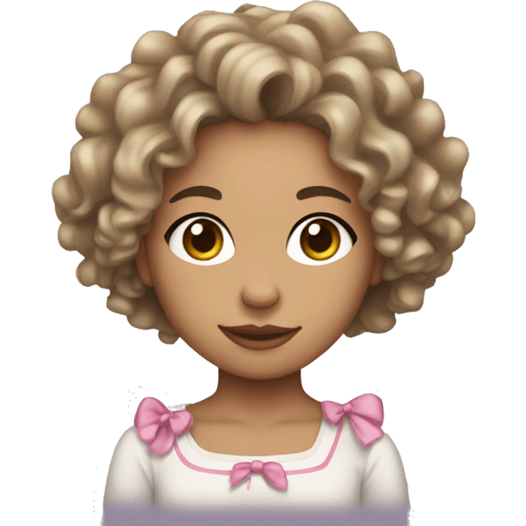 light skin girl with curly hair and bows in her hair  emoji