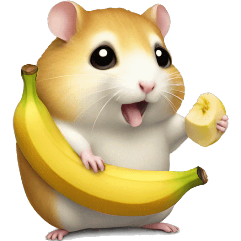 Hamster trying eat big banana  emoji