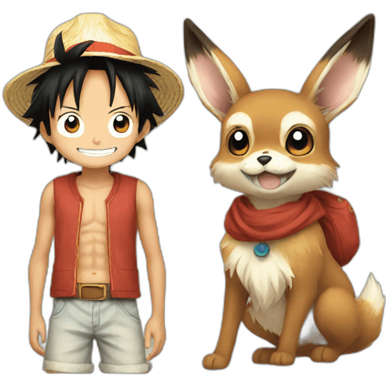 Luffy and Eevee emoji