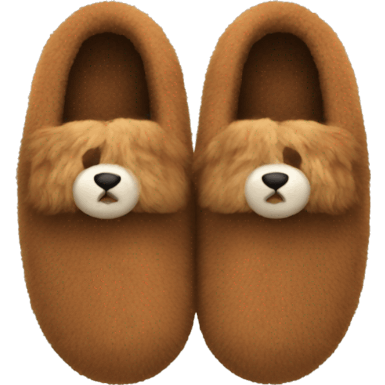 fuzzy brown slippers  emoji