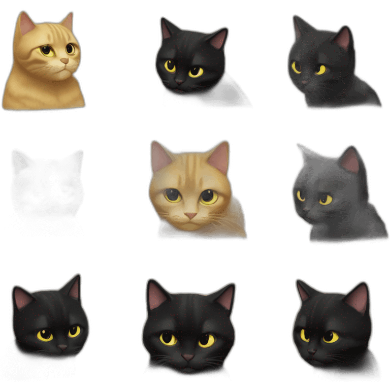 gros chat noir queu tordu emoji