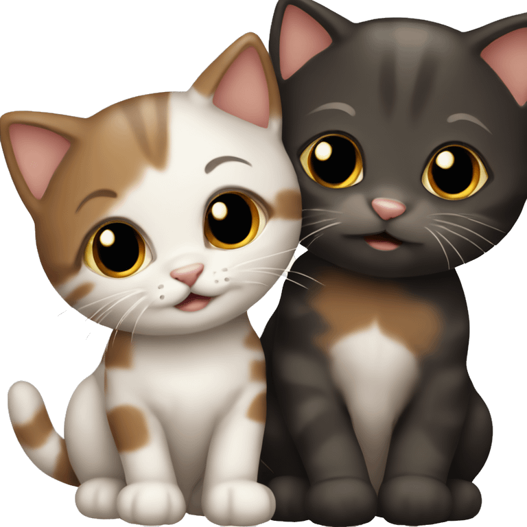 Cute Kitten best friends black and brown emoji