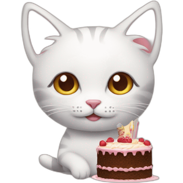 cat with cake in hands emoji