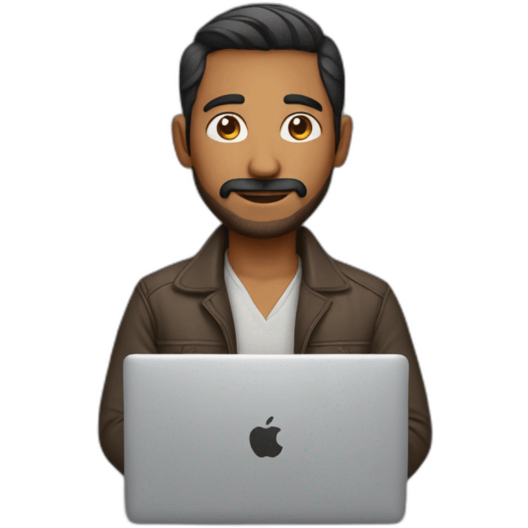 Indian male with macbook and light facial hair emoji