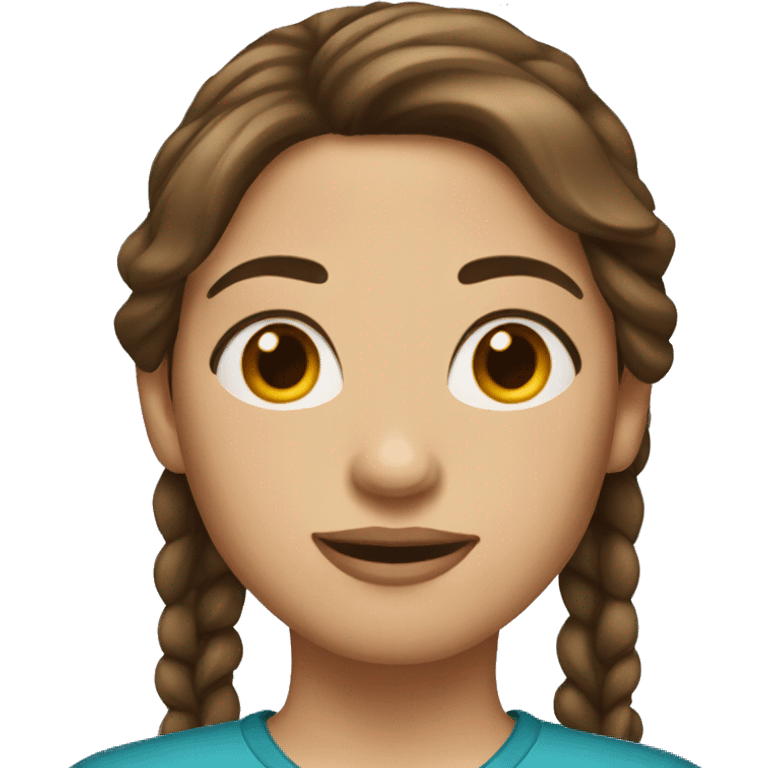 Woman with brown hair and middle part emoji