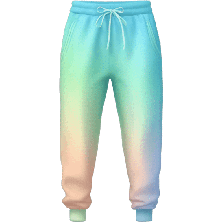 Realistic pair of pastel blue pastel green and peach ombre jogger pants isolated.  emoji