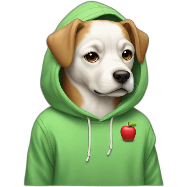 Sad dog with a hoodie and Apple merch emoji