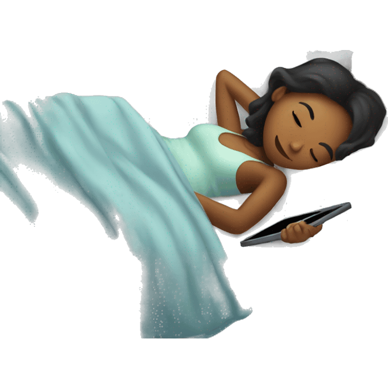 Girl in bed with kindle emoji